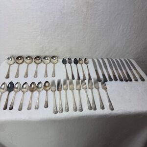 Wm A. Rogers Silverplate Flatware Lot 37 Pcs AI Plus Mixed Set Vintage Tarnished